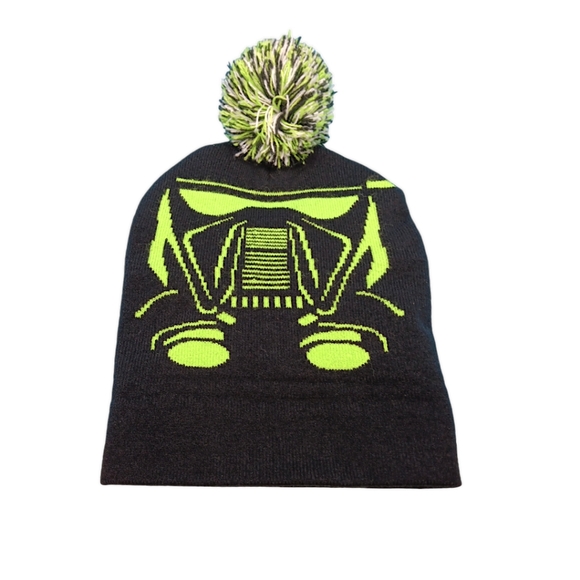 STAR WARS Rogue One Death Trooper Neon Green & Black Unisex Knit Pom Beanie - Picture 3 of 6